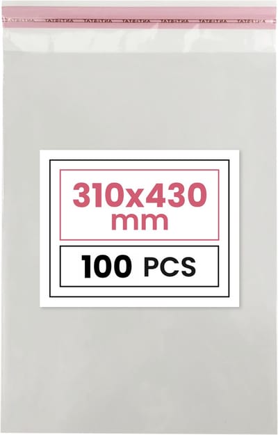 Plastic zakjes met plakstrim - 31x43 cm - transparant - 100 zakken