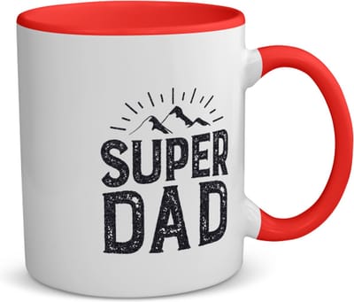 Akyol - super dad koffiemok - theemok - rood - Papa - vader - cadeau - vaderdag - 350 ML inhoud