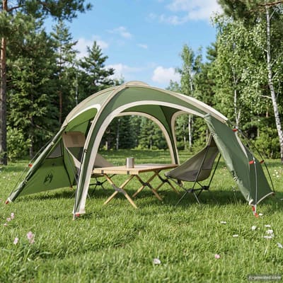 vidaXL - Trekkingtent - met - regenkap, - waterbestendig - 2-persoons - Groen