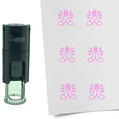 CombiCraft Stempel Gevouwen handen / bedankt 10mm rond - Roze inkt
