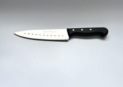 Sürbisa 61070 Professioneel Koksmes - Allround Keukenmes voor Groente, Vlees & Noten - RVS - Lemmet 17,5 cm - Zwart