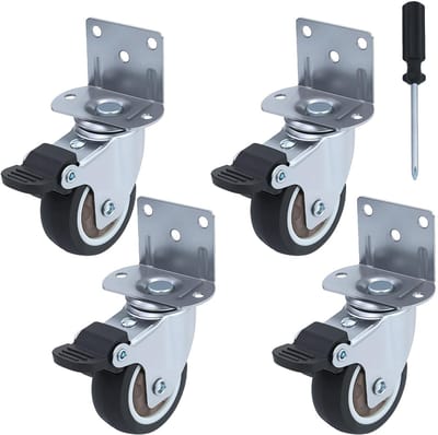 Dailygoods- Meubelwielen 360° Draaibaar - Zwenkwielen - Rubber Wielen - Met Remmen - 4 Stuks - Hoogwaardig TPR Materiaal - Rolwielen