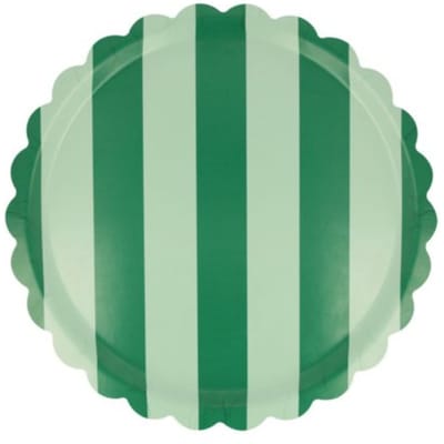 Meri meri kerst - dienblad, 30,8 x 30,8 cm, groen & mint strepen