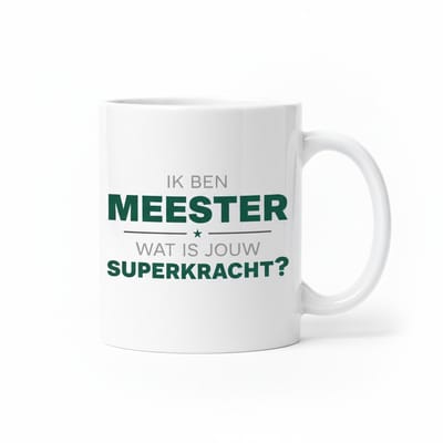 Grappige Meester Tekst Koffiemok 330 ml – “Ik Ben Meester, Wat Is Jouw Superkracht?” Cadeau Mok