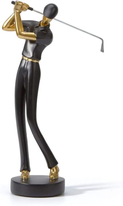 Golfspeler Sculptuur Decoratie - Modern Polyresin Beeld Zwart 24 cm