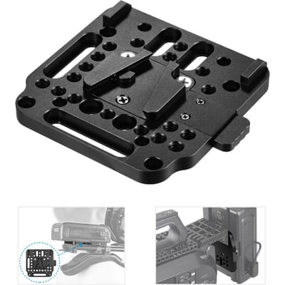 Plaque de dégagement rapide V-Lock en alliage d'aluminium, fraise M3 M4 de 1/4 pouces, filetage de 1/4 pouces pour montage en V noir