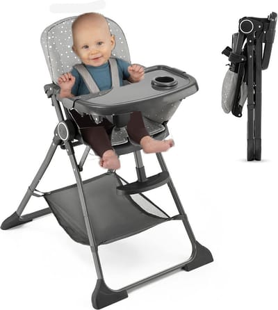 MKSS® Kinderzetel - Eetstoel Baby 6 Maanden en Ouder - Kinder Eetstoel - Inklapbare Kinderstoel - Donker Grijs