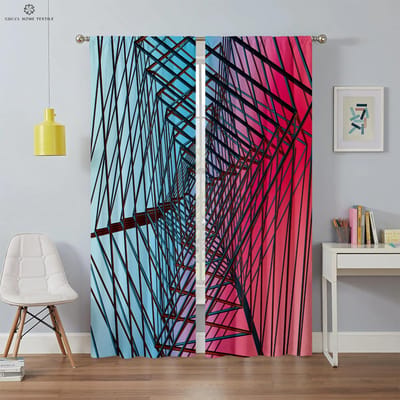 Moderne Eenvoudige Geometrische 3D-Geprinte Gordijnen, Raamgordijn, Tunnelzak, Slaapkamer, Woonkamer, Keuken, Huisdecoratie, 2 STUKS W50xH130(CM)x2PCS&Grommet Top black