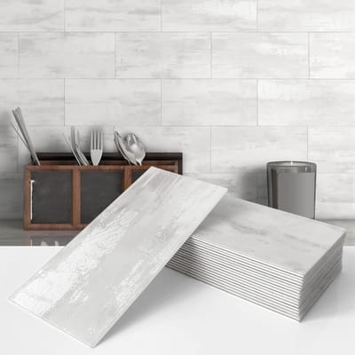 Cosensi - Dailygoods - Dailygoody - Grote Subway Wandtegels - Zelfklevend - Waterdicht - Mist Grijs - Marmer Look - Geschikt voor Badkamer en Keuken