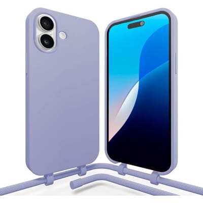 Coverzs siliconen hoesje met koord geschikt voor de Apple iPhone 16 hoesje - telefoonhoesje met afneembaar telefoonkoord - verstelbaar telefoonkoord - koordhoesje - TPU / siliconen materiaal (rood)