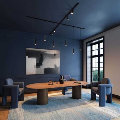 HOFTRONIC railverlichting pakket X-vorm – 4x 1,5 meter rail met 4 railspots en 6 hanglampen – dimbaar – aluminium zwart – IP20 – modulair – 230V – railverlichting woonkamer keuken