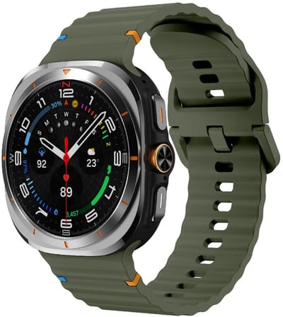 Siliconen wave bandje - geschikt voor Samsung Galaxy Watch Ultra (47mm) / Ultra 2025 (47mm) - gespsluiting - army