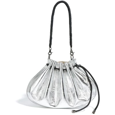 Zomer Niche Top-grain Leer Shell Tas, Trekkoord Trekkoord, Enkele Schouder Crossbody Handtas, Onderarm Tas white