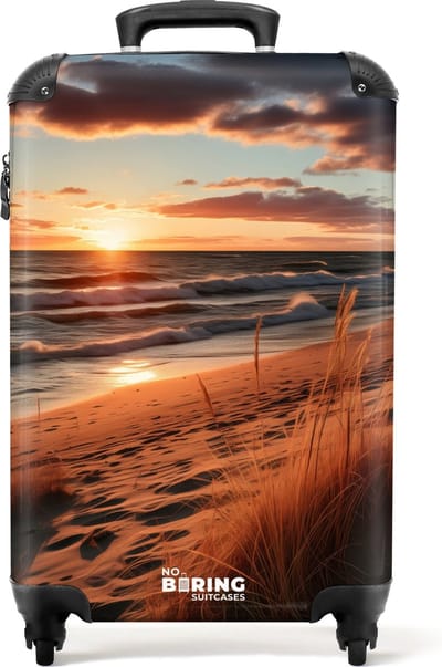 NoBoringSuitcases.com® - Handbagage koffer lichtgewicht - Reiskoffer trolley - Zee bij zonsondergang - Rolkoffer met wieltjes - Past binnen 55x40x20 en 55x35x25