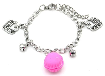 Armband voor Kinderen - Macaron en Hartjes - RVS - Lengte Verstelbaar 14-17 cm - Zilverkleurig – valentijn – cadeau