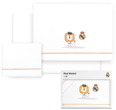 REAL MADRID™ Kinderwagen lakenset 70x50 cm wit/oranje 100% katoen