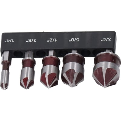 Verzinkboor Set 14 38 12 58 34in 5 Fluiten 14in Zeskantschacht voor Hout Elektrische Boormachine Onderdelen