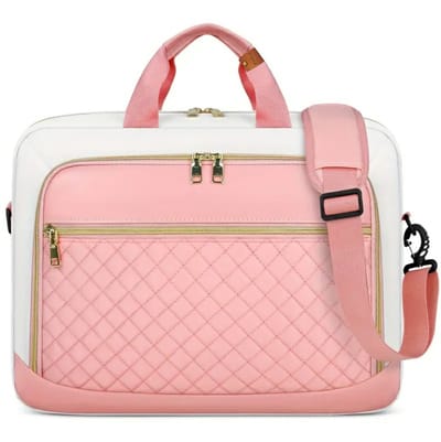 Laptoptas dames - Roze/Wit - Schooltas - 17,3 inch aktetas dames - Vaderdag - Moederdag - Verjaardag - Cadeau - computertas - laptop tas - business notebook tas - waterdichte laptop - schoudertas voor bedrijf