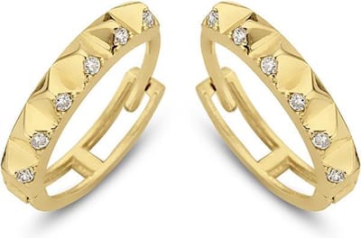 New Bling 9NBG-0063 - Gouden oorringen - 14 Karaat - Bewerkt - 13mm - Geel Goud