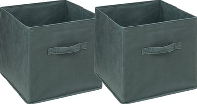 5Five Opbergmand/kastmandje - 2x stuks - Olijfgroen - 31 x 31 x 31 cm - 29 liter - Vakkenkast manden - Stof met versterkte bodem - Opvouwbaar