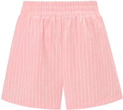 Comfortabele Cotton Woven Vrouwen Shorts met Gestreept Patroon - Roze - Maat S