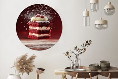 WallCircle - Wandcirkel - Muurcirkel - Rode - Velvet - Taart - Eten - Aluminium - Dibond - 140x140 cm - Binnen en Buiten