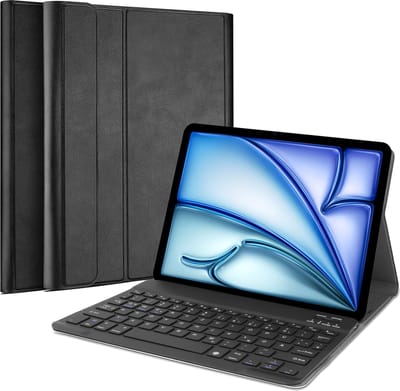 Cazy tablet Hoes met Toetsenbord geschikt voor iPad Air 11 inch (M4 2026 / M3 2025 / M2 2024) - QWERTZ Bluetooth Keyboard Case - Zwart