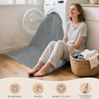 Famanu – Lange loper - 80 x 300 cm - wasbaar - antislip - tapijtloper - haltapijt - keukentapijt - loper voor entree - slaapkamer - woonkamer - gang - grijs