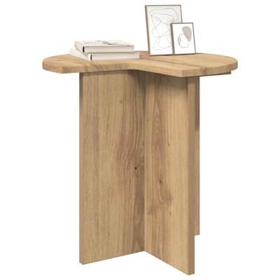 vidaXL - Bijzettafel - Artisanaal - eiken - Ø - 39 - x - 38 - cm - Bewerkt - hout