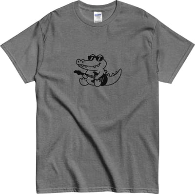 Funny Crocodile T-shirt - voor Vrouwen en Mannen - Muzikale Dierenvriend - Grijs - S