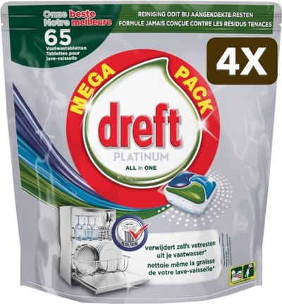 4 x Dreft Platinum Allin1 - 65 tabs - original vaatwastabletten