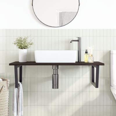 vidaXL - Badkamer - wandschap - staal - en - massief - eikenhout