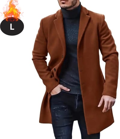 Livano Winterjas - Trenchcoat - Heren - Winter - Herfstjas - Volwassen - Stijlvol - Knopen - Kastanjebruin - L