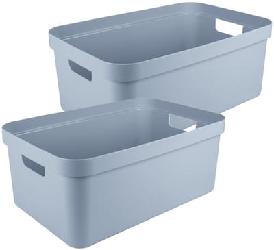 Sunware opbergbox Sigma - 2x - kunststof - 45 liter - lichtblauw - opberg dozen/bakken - opbergers - 39 x 59 x 24 cm