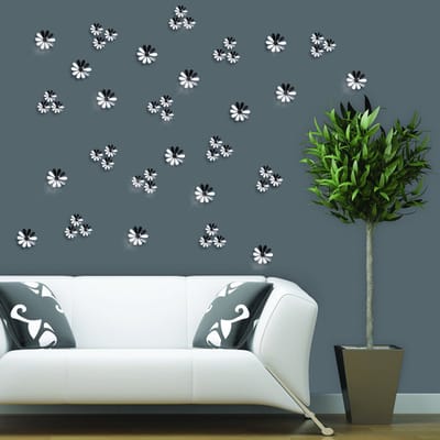 Set van 12 stijlvolle 3D zelfklevende spiegelbloemen - zelfklevende stickers met spiegeleffect