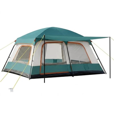 LUMÉ STORE Glampingtent - Kampeertent - Campingtent - Familietent - 2-4 Personen - Waterproof - Muggengaas - UV Bescherming - Groen