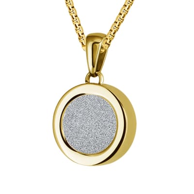 Quiges 12mm Mini Munt Hanger Verguld RVS Schroefsysteem Glans met Glitter Zilver Munt en Anker Ketting 42-46cm