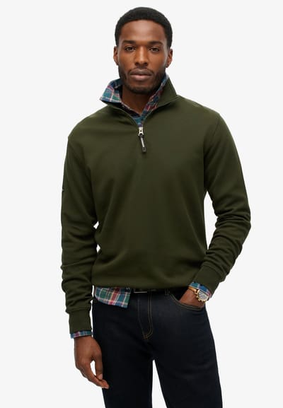 Superdry - Utility sweatshirt met logo en halve rits - Heren - Truien
