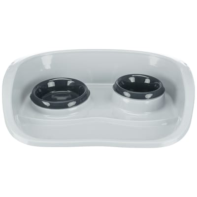 Trixie Bowl set plastic 0.25 l/ø 9 cm & 0.3 l/ø 11 cm/46 × 11 × 30 cm grey/bowls: various