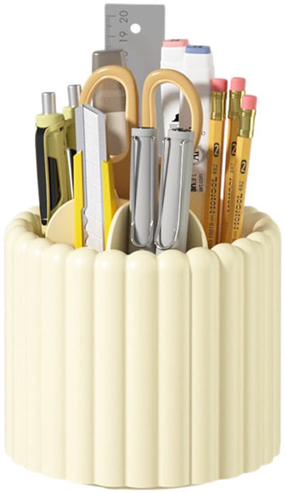 Make up kwastenhouder - Opbergbak - Plastic - Multifunctionele opbergdoos - Bureau organizer - Make up organizers - Pennenhoude - Voor kaptafels en kaptafels - 13*13CM - Geel