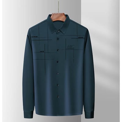 Lente Nieuwe Heren Naadloze Mode Casual Bedrukt Shirt Douyin Zelfde Stijl Kreukvrij Strijkvrij XXXXL white