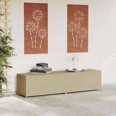 vidaXL - Tuinbox - met - wielen - 469 - L - poly - rattan - gemengd - beige