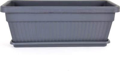 Kunststof bloembak antraciet WINTERHARD 70L gratis schaal UV-bestendig