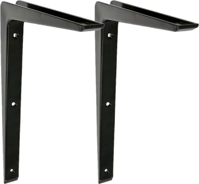 AMIG Plankdrager/planksteun - 2x - aluminium - gelakt zwart - H250 x B200 mm - boekenplank steunen