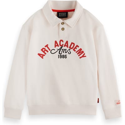 Scotch & Soda Boy Relaxed-fit Polo Sweatshirt With Front Artwork Eggnog Taglia: 4 | Camicie Outlet | kids | Bianco