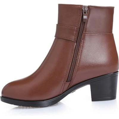 Damesleer Dameslaarzen Nieuwe Winter Verdikte Wollen Voering Leer Dames Sneeuwlaarzen Plus Size Dames Winterschoenen 36
