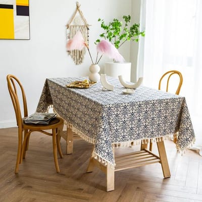 Tafelkleed Tafelkleed Voor Tafel Retro Rechthoekig Elegant Tafelkleden Wit Porselein Kwastje Tafelkleden Voor Eettafel 90X90cm