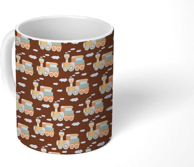 Mok - Koffiemok - Patronen - Trein - Vintage - Kind - Jongens - Kinderen - Kids - Mokken - 350 ML - Beker - Koffiemokken - Theemok