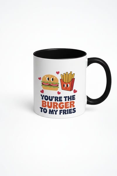 Liefdesmok "You're the Burger to My Fries" - Burger & Friet Mok voor Koppel, Partner, Vrienden - Grappig Cadeau