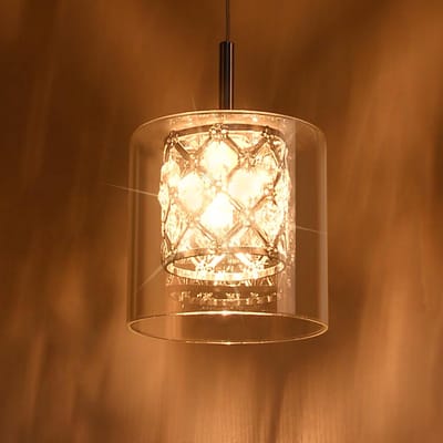 Glitzerlife - Hanglampen - 1xG9 - Hoogte verstelbaar - Modern design - Kristalglas materiaal - Ø12cm - Chroomkleurig - Hanglamp Eetkamer Slaapkamer Woonkamer